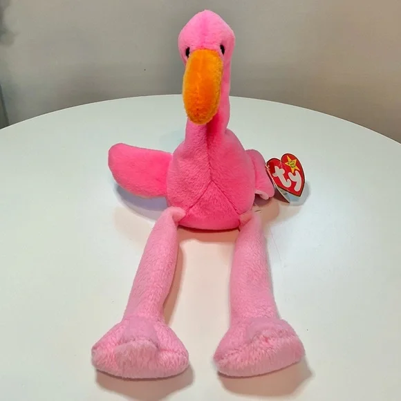 TY Beanie Babies PINKY NWT Pink Flamingo 1995 DOB February 13, 1995 - Picture 3 of 11
